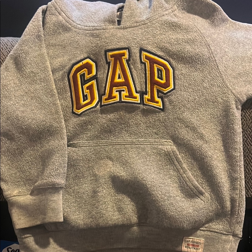 GAP Heather Gray Hoodie with Yellow Accents